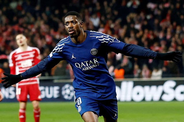 Soccer Football - Champions League - Knockout Phase Playoff - First Leg - Brest v Paris St Germain - Stade de Roudourou, Guingamp, France - February 11, 2025 Paris St Germain's Ousmane Dembele celebrates scoring their second goal  REUTERS/Stephane Mahe/ File Photo