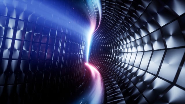 Representative stock image of fusion reactor wall where high energy alpha particles escape from holes in the magnetic field.