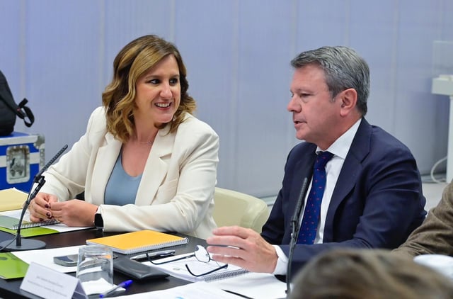 Catalá y Santano charlan antes del consejo de administración de Parc Central.