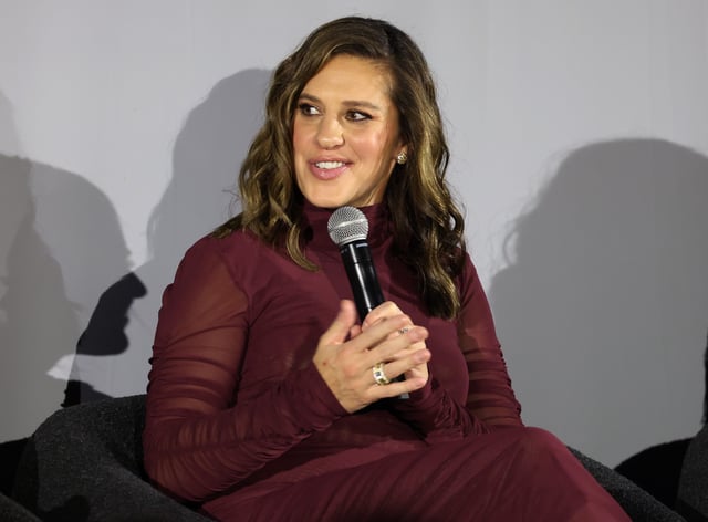 Carli Lloyd speaks during the 2024 Grassroot Soccer World AIDS Day on December 3, 2024, in New York City.