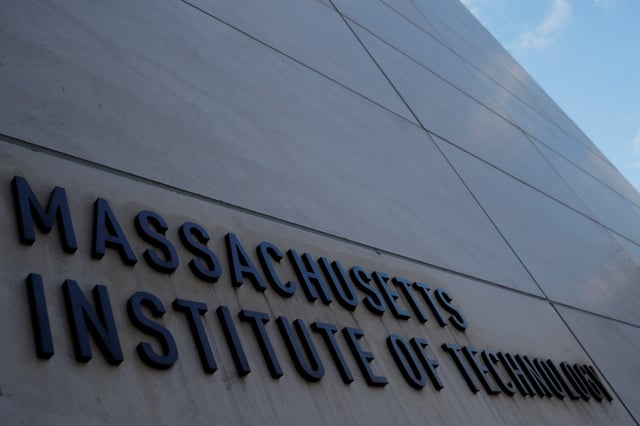 The sign at Building 76 at the Massachusetts Institute of Technology (MIT) in Cambridge, Massachusetts, U.S., November 21, 2018. Picture taken November 21, 2018. REUTERS/Brian Snyder/File Photo