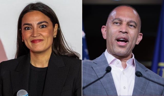 Alexandria Ocasio-Cortez and Hakeem Jeffries. (Getty)