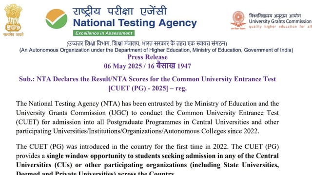The CUET PG results 2025 have been declared soon after the answer key was released.