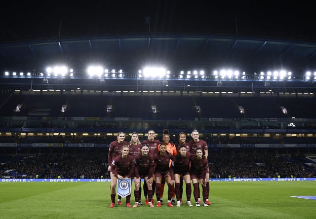 Soccer Football - Women's Champions League - Quarter Final - Second Leg - Chelsea v Manchester City - Stamford Bridge, London, Britain - March 27, 2025  Manchester City players pose for a team group photo before the match Action Images via Reuters/Peter Cziborra