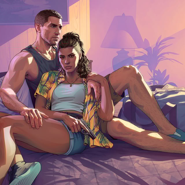 Protagonists Jason and Lucia in Grand Theft Auto 6.
