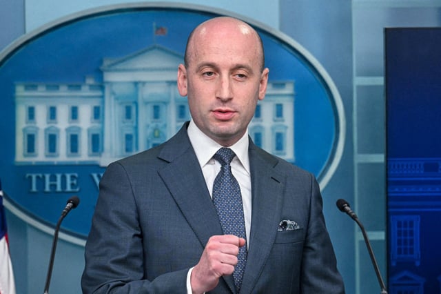 White House Deputy Chief of Staff Stephen Miller in the Brady Briefing Room of the White House on May 1, 2025.