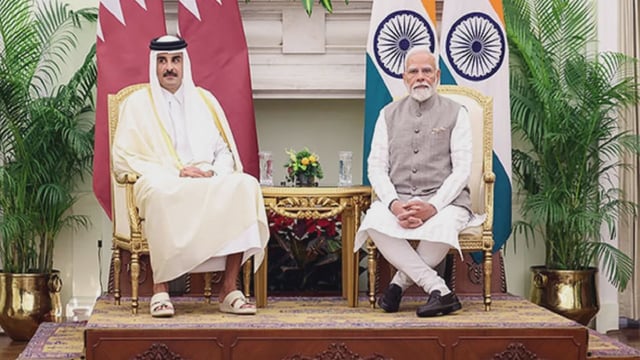 Qatar Emir with PM Modi (ANI photo)