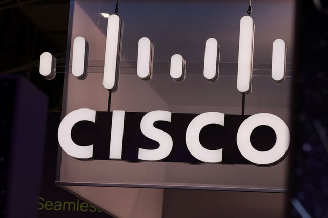 The Cisco logo is displayed, during the GSMA's 2023 Mobile World Congress (MWC) in Barcelona, Spain March 1, 2023. REUTERS/Nacho Doce/File photo