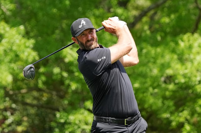 Apr 10, 2025; Augusta, Georgia, USA; Dustin Johnson plays his shot from the fifth tee during the first round of the Masters Tournament. Grace Smith-Imagn Images/File Photo