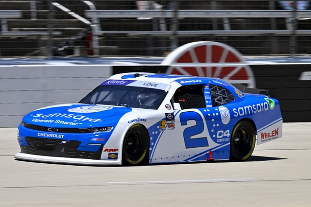 May 3, 2025; Fort Worth, Texas, USA; NASCAR Xfinity Series driver Jesse Love (2) drives during the NASCAR Xfinity race at Texas Motor Speedway. Mandatory Credit: Jerome Miron-Imagn Images/File Photo