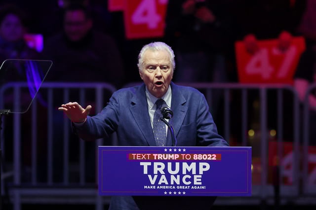 Jon Voight speaks at Donald Trump's victory rally on January 19, 2025, in Washington, DC.