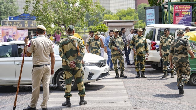 Security personnel were deployed at Connaught Place, a day before the nationwide mock drills ordered by the Ministry of Home Affairs.