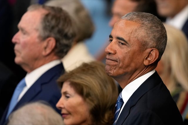 Former President Barack Obama watches before the 60th Presidential Inauguration in the Rotunda of the U.S. Capitol in Washington, Monday, Jan. 20, 2025.