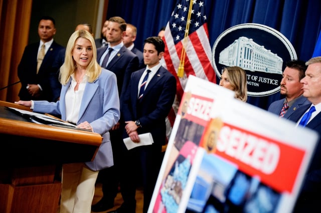 US Attorney General Pam Bondi said three million fentanyl pills were seized in a major drug bust in the western US