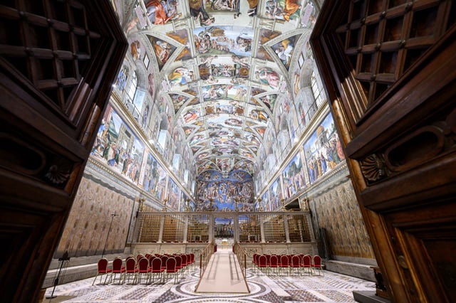 Une vue de la chapelle Sixtine avant le conclave pour élire le prochain pape au Vatican, le 6 mai 2025 (Médias du Vatican).