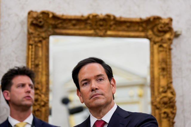 U.S. Secretary of State Marco Rubio looks on during a swearing-in ceremony for Envoy Steve Witkoff in the Oval Office at the White House in Washington, D.C., U.S., May 6, 2025. REUTERS/Kent Nishimura
