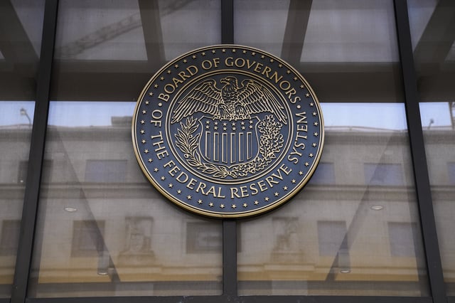 The William McChesney Martin Jr. building, which houses the Board of Governors of the Federal Reserve System, is seen, Monday, April 7, 2025, in Washington. (AP Photo/Jacquelyn Martin)