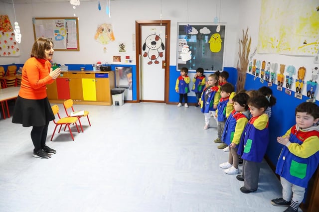Imagen de archivo de una actividad en la escuela infantil de Vilagarcía.