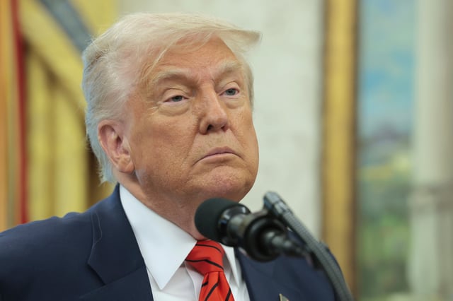 President Donald Trump delivers remarks during a swearing-in ceremony for Special Envoy to the Middle East Steve Witkoff in the Oval Office at the White House on May 6, 2025 in Washington, DC.