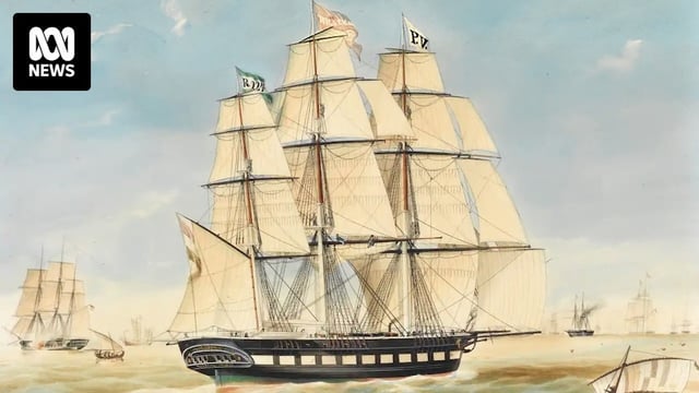 A painting of an old wooden sailing ship