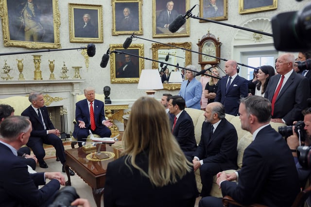 US President Donald Trump took a moment during his meeting with Canadian Prime Minister Mark Carney to plug a "a very, very big announcement" coming soon.