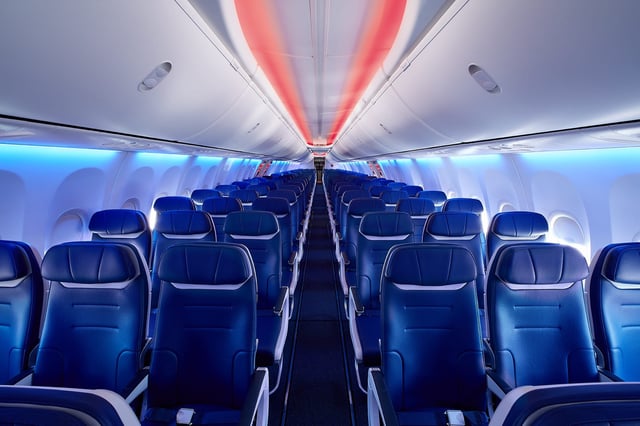 New economy class seating on Southwest Airlines.