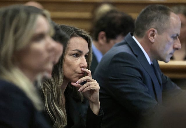 Dedham, MA – May 5: Karen Read listens to testimony during her trial on May 5, 2025. (Photo by Pat Greenhouse/The Boston Globe via Getty Images)