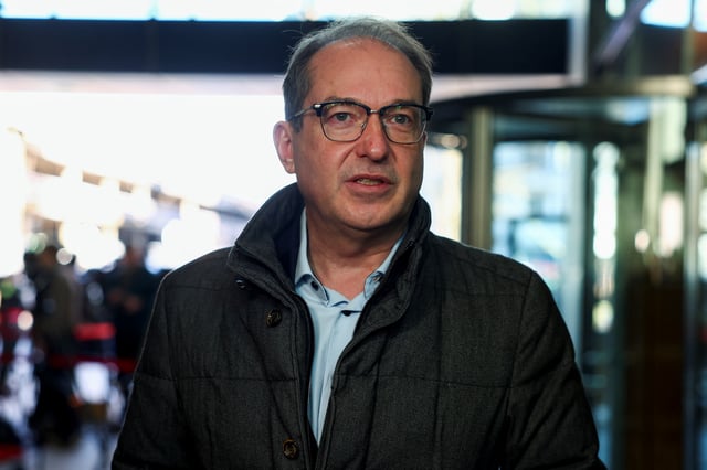 Alexander Dobrindt speaks to the media on the day of coalition talks between Christian Democratic Union party (CDU) and Social Democratic party (SPD), in Berlin, Germany March 28, 2025. REUTERS/Christian Mang