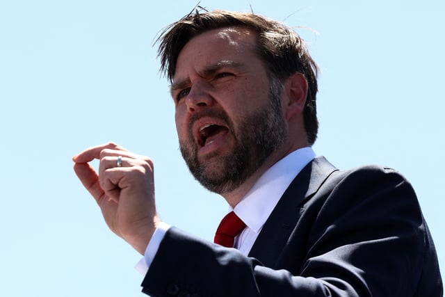 U.S. Vice President JD Vance speaks, during a tour of Nucor Steel Berkeley in Huger, South Carolina, U.S., May 1, 2025. REUTERS/Kevin Lamarque/Pool/File Photo