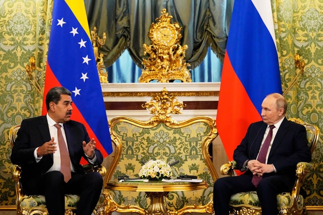 Russian President Vladimir Putin attends a meeting with his Venezuelan counterpart Nicolas Maduro at the Kremlin in Moscow, Russia, May 7, 2025. Alexander Zemlianichenko/Pool via REUTERS