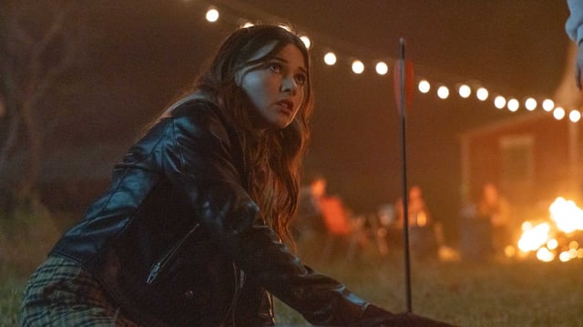 Katie Douglas stars in the horror film “Clown in a Cornfield.”