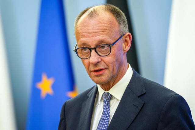 New German Chancellor Friedrich Merz on May 7, 2025, in Warsaw, Poland.