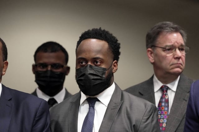 Tadarrius Bean, who was one of five former Memphis police officers who have been charged in the fatal beating of Tyre Nichols, appears during an arraignment hearing at Shelby County courthouse in Memphis, Tennessee, U.S., February 17, 2023.  REUTERS/Karen Pulfer Focht
