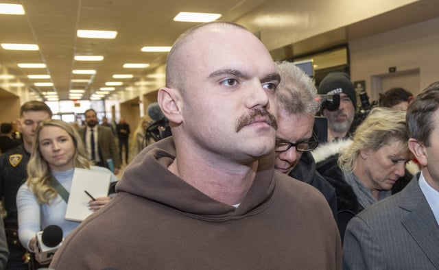 Former New York State Trooper, Thomas Mascia, leaves Nassau County District Court after his arraignment, Monday, Jan. 27, 2025 in Hempstead, N.Y. (Howard Schnapp for Newsday via AP)