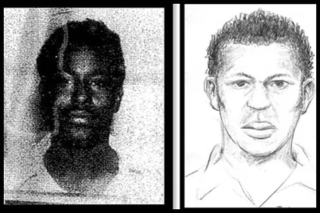 A 1977 booking photo of Willie Eugene Sims beside a police sketch made of the suspect in Jeanette Ralston’s killing in 1977.