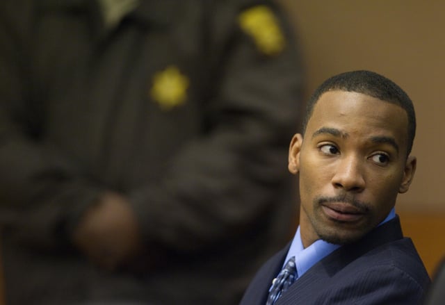 Former Washington Wizards guard Javaris Crittenton appears in Fulton County Superior Court in Atlanta on Sept. 27, 2011. On Wednesday, April 29, 2015, Crittenton pleaded guilty to manslaughter in the 2011 shooting death of a mother of four and was sentenced to 23 years in prison.