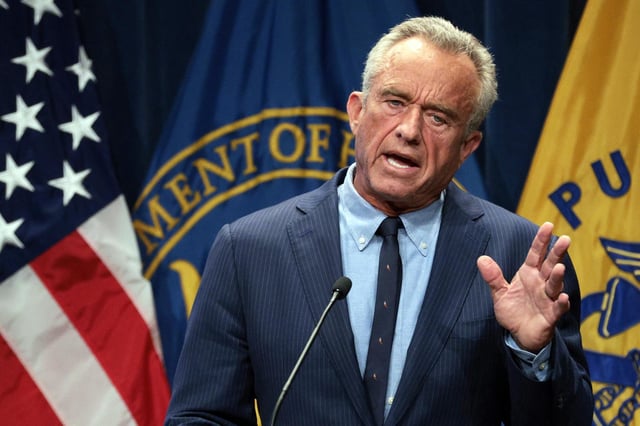 Secretary of Health and Human Services Robert F. Kennedy Jr. speaks on April 16, 2025 in Washington.