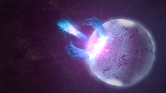 An artist’s impression of a magnetar. Image credit: NASA’s Goddard Space Flight Center / S. Wiessinger.