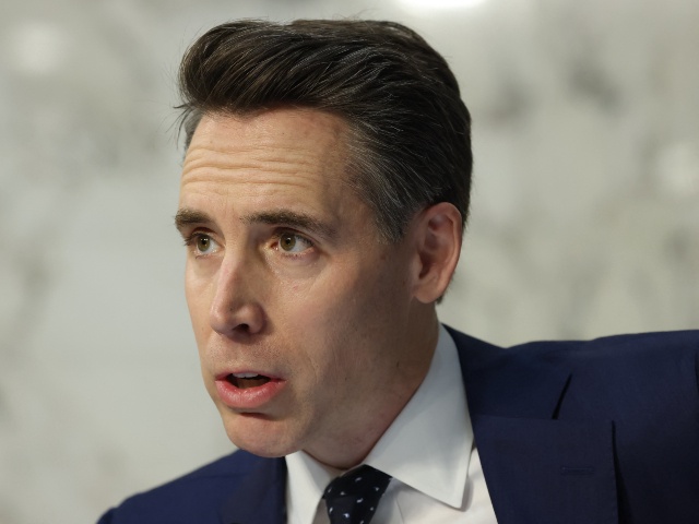 Senator Josh Hawley (R-MO) speaks as Boeing President and CEO Dave Calhoun testifies during a Senate Homeland Security and Governmental Affairs Committee Investigations Subcommittee hearing to examine "Boeing's broken safety culture" on Capitol Hill in Washington, DC, June 18, 2024. (SAMUEL CORUM/AFP via Getty)