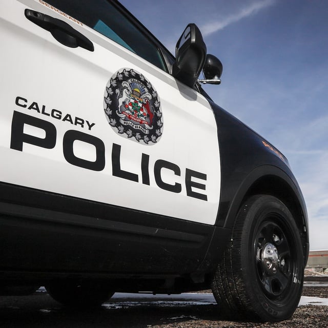 Police vehicles at Calgary Police Service headquarters in Calgary on Thursday, April 9, 2020. Calgary has sworn in a new police chief less than a week after the former chief abruptly resigned. THE CANADIAN PRESS/Jeff McIntosh