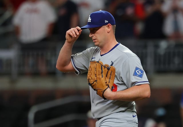 Dodgers relief pitcher Evan Phillips, pictured, went on the injured list on Wednesday with forearm discomfort, joining Blake Treinen and Michael Kopech on the sidelines from the back end of their ideal bullpen. (Photo by Kevin C. Cox/Getty Images)