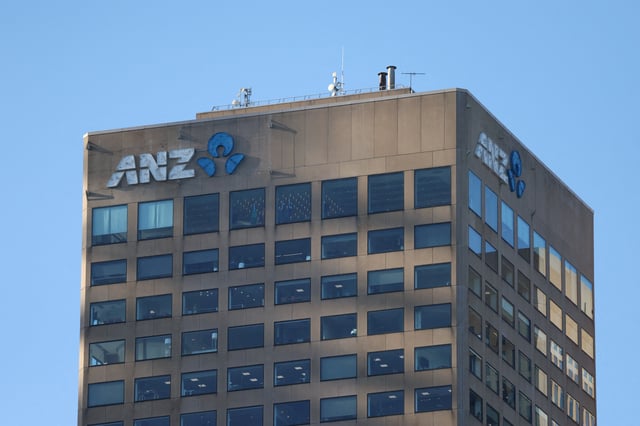 A view shows the Australia & New Zealand Banking Group Ltd. (ANZ) logo at their headquarters in Melbourne, Australia, March 24, 2025. REUTERS/Hollie Adams/File Photo