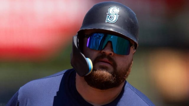 Seattle Mariners first baseman Rowdy Tellez rounds the bases after hitting his fifth homer this season against the Athletics on Wednesday afternoon in West Sacramento, Calif.