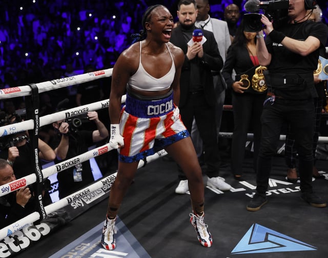 Boxing - Claressa Shields v Savannah Marshall - IBF, WBA, WBC & WBO World Middleweight Titles - O2 Arena, London, Britain - October 15, 2022 Claressa Shields celebrates winning her fight against Savannah Marshall Action Images via Reuters/Andrew Couldridge/File Photo