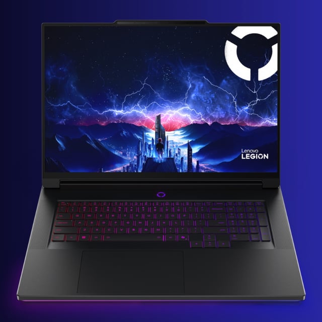 the lenovo legion 9i gen 10 against a black and blue background