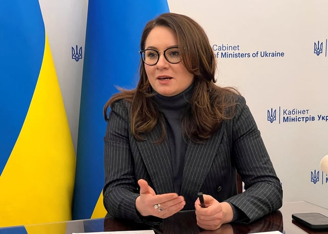 Ukrainian First Deputy Prime and Economy Minister Yulia Svyrydenko speaks with Reuters, amid Russia's invasion of Ukraine, in Kyiv, Ukraine February 1, 2024. REUTERS/Sergiy Voloshin/File Photo