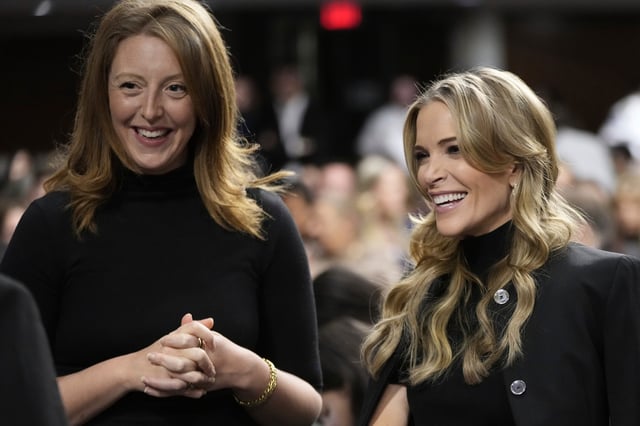 Dr. Casey Means, a wellness influencer, left, and journalist Megan Kelly, attend a confirmation hearing for Robert F. Kennedy Jr. for the Secretary of Health and Human Services post, at the Capitol in Washington, January 29, 2025.
