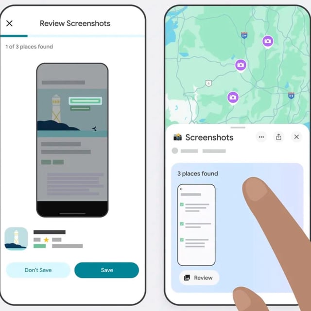 Google Maps uses Gemini AI to extract location data from screenshots.