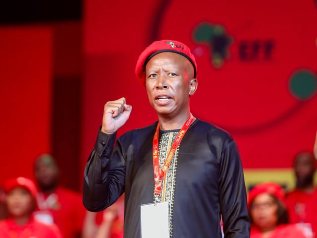 JOHANNESBURG, SOUTH AFRICA - DECEMBER 13:Julius Malema ( Economic Freedom Fighter leader) at the 3rd National People's Assembly (NPA) on Day 01 at Nasrec Expo on December 13, 2024 in Johannesburg, South Africa. The conference elects a new leadership structure, consisting of a new president, deputy president, secretary general, a deputy, a treasurer, and a national chair. (Photo by Sharon Seretlo/Gallo Images via Getty Images)