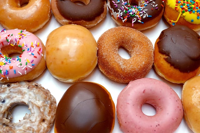 CHICAGO, ILLINOIS - MAY 05: Doughnuts are sold at a Krispy Kreme store on May 05, 2021 in Chicago, Illinois. The doughnut chain reported yesterday that it plans to take the company public again. The company was taken public in 2000 but struggled before being acquired by JAB Holding Company in 2016. (Photo Illustration by Scott Olson/Getty Images)